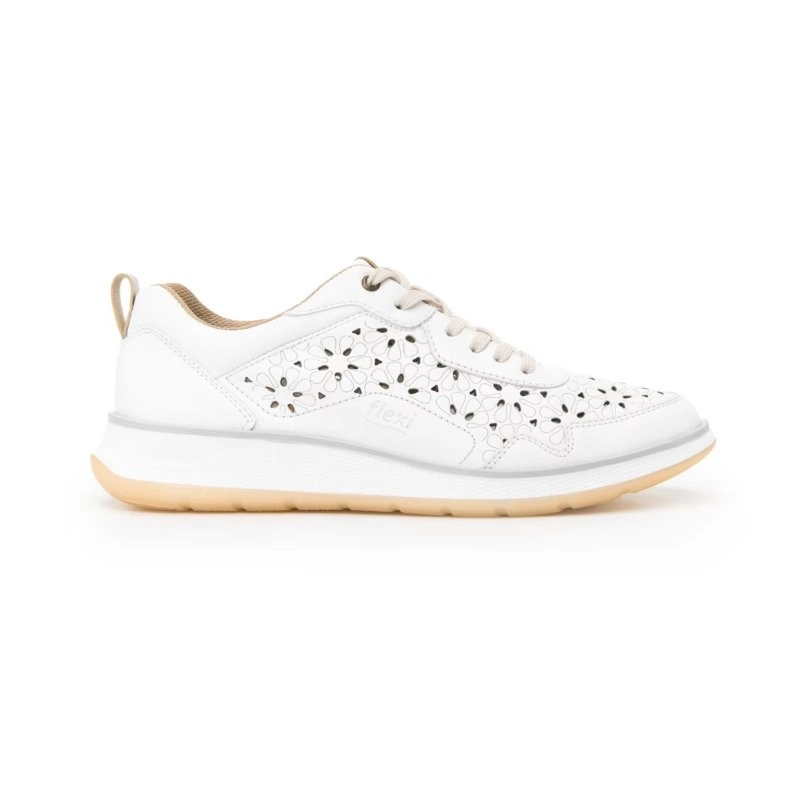 Zapatos Oxford casuales con cordones para mujer en piel extra suave estilo 119306 - Blanco